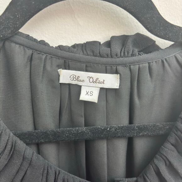 100% Silk Asymmetrical Sheer Black Ruffle Sleeveless Whimsigoth Tunic Top XS - Picture 2 of 8